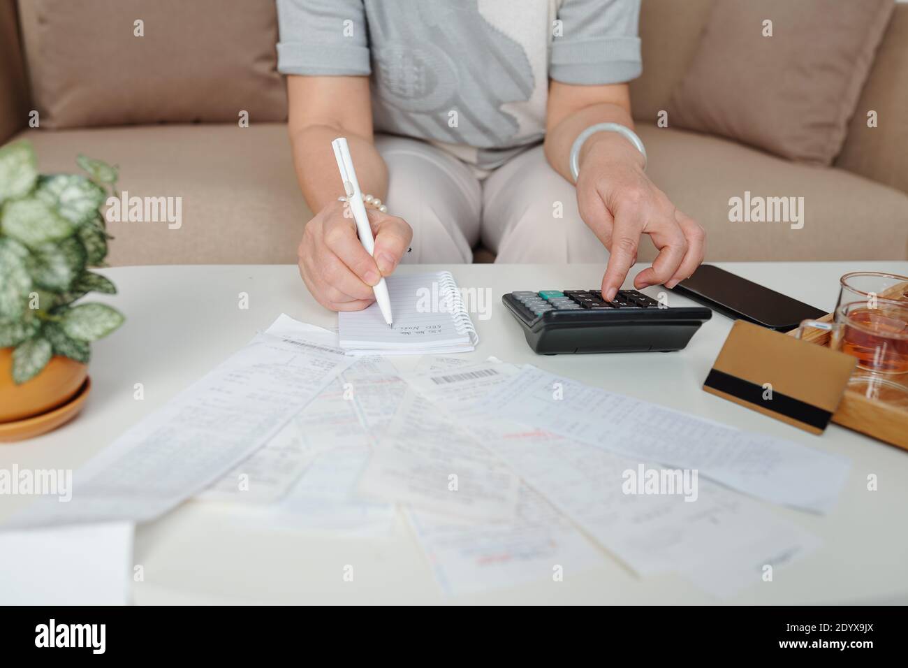 Woman handles bookkeeping Stock Photo