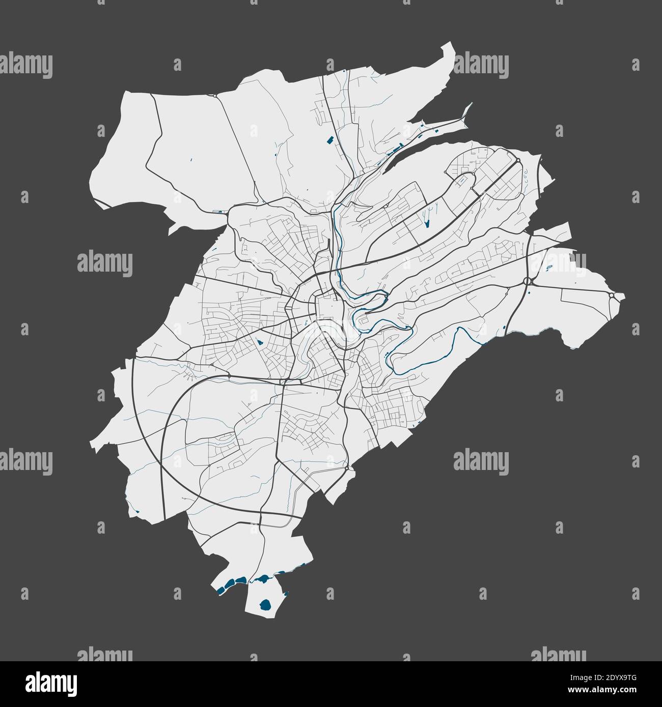 Luxembourg map. Detailed vector map of Luxembourg city administrative ...