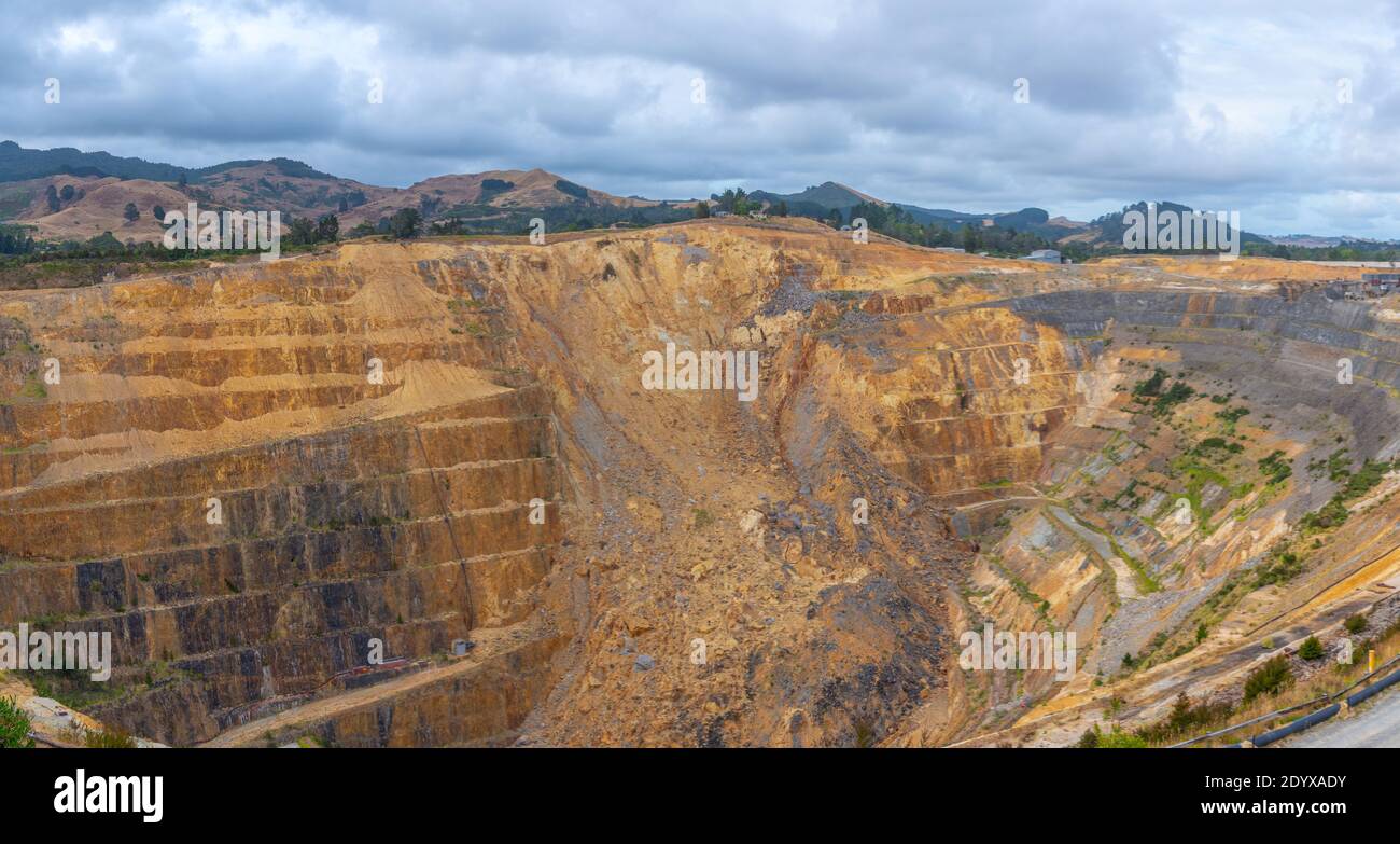 Aerial view of Martha mine at Waihi, New Zealand Stock Photo