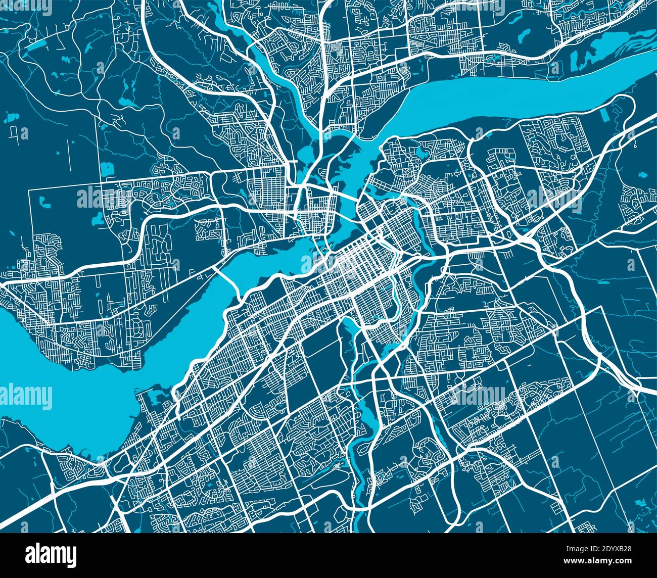 Vector map of Ottawa. Street map poster illustration. Ottawa map art