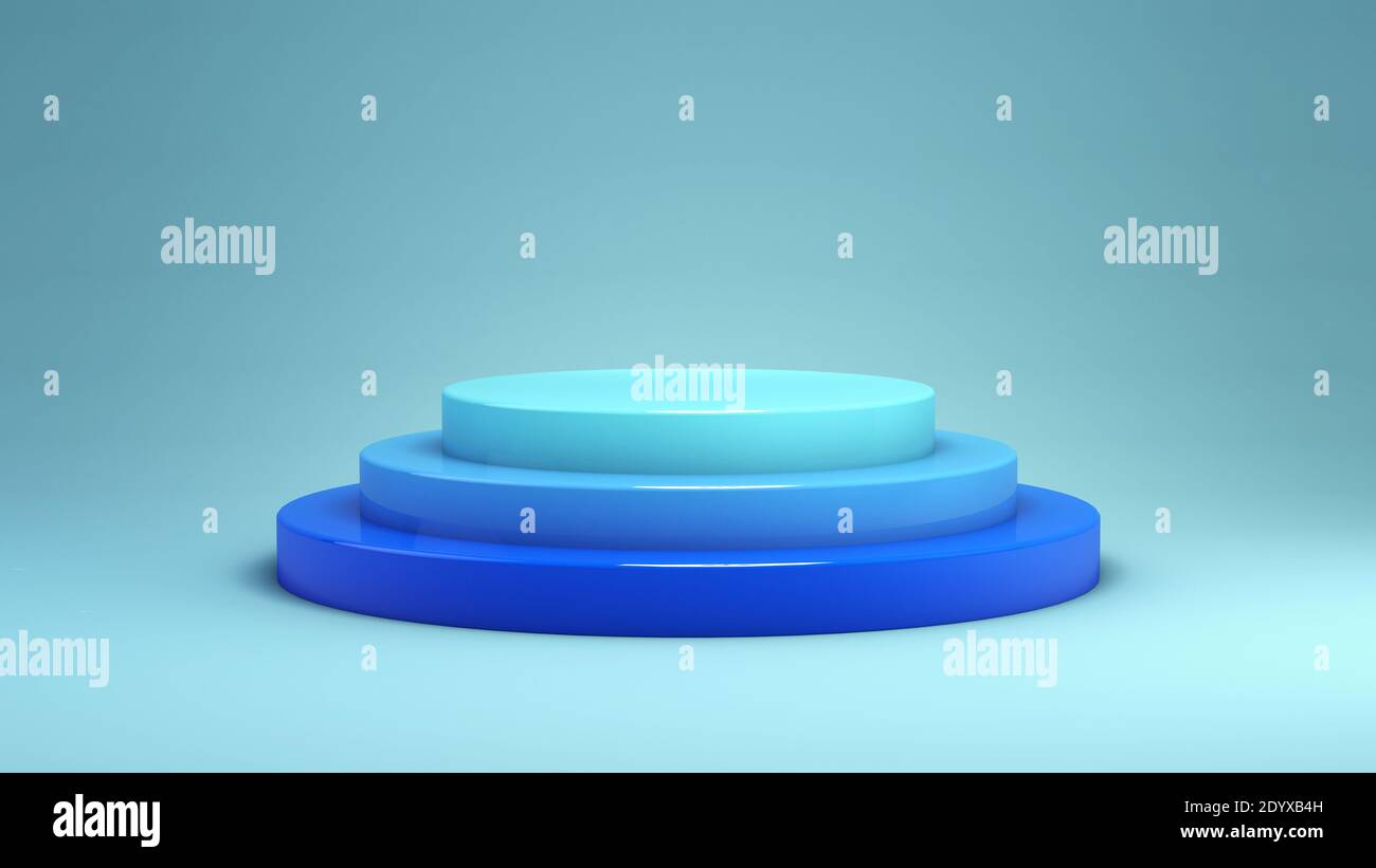 3D rendering of a minimalist blue podium on a blue background for ...