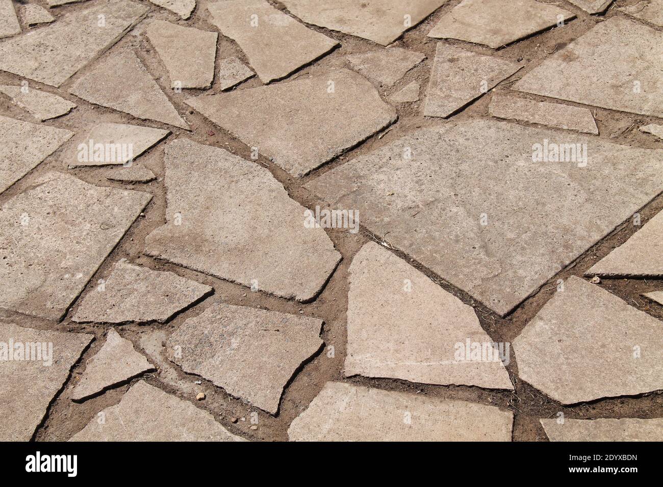 Traditional Crazy Paving on a Garden Path. Stock Photo