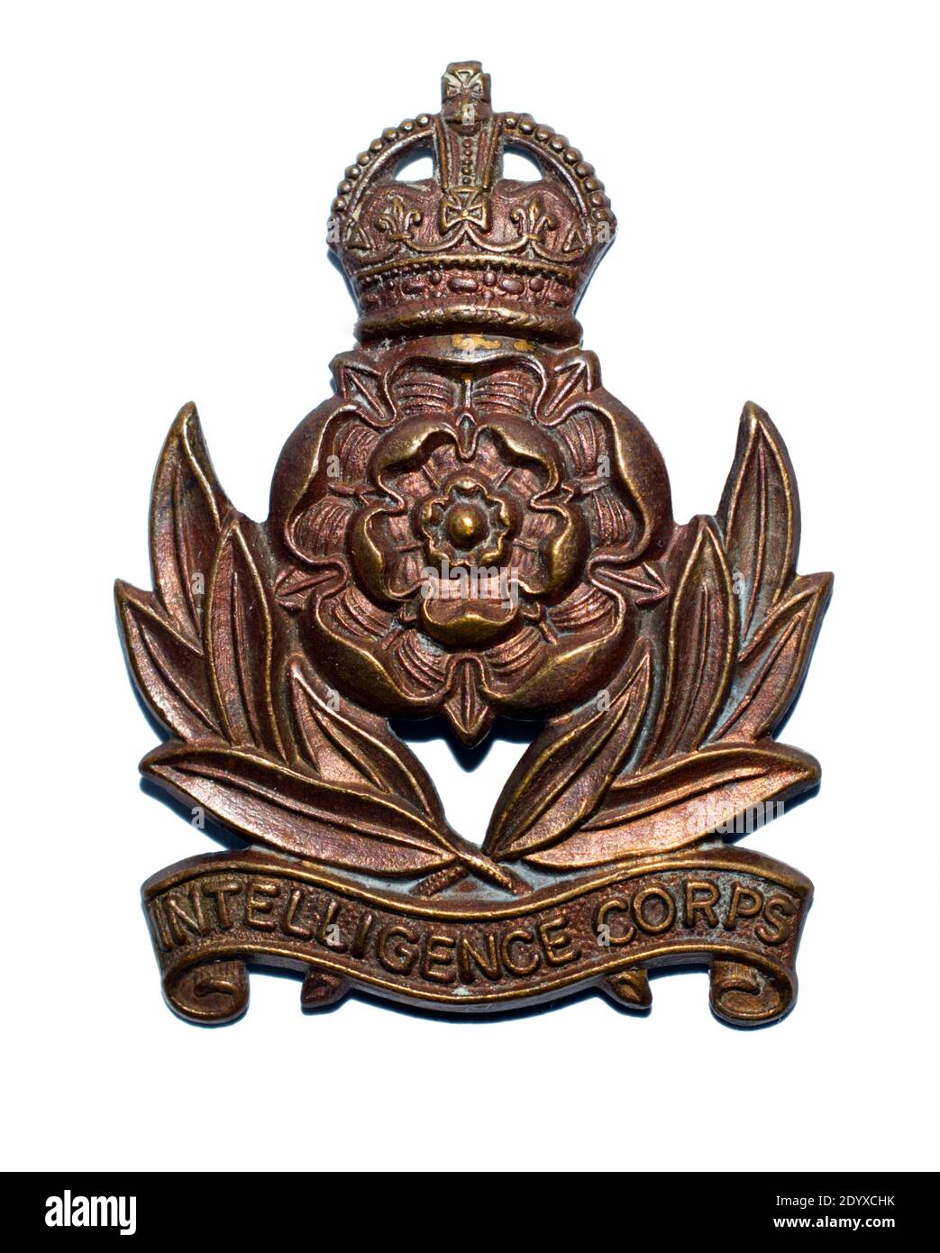 A cap badge of the Intelligence Corps c. 1940-1952. Stock Photo