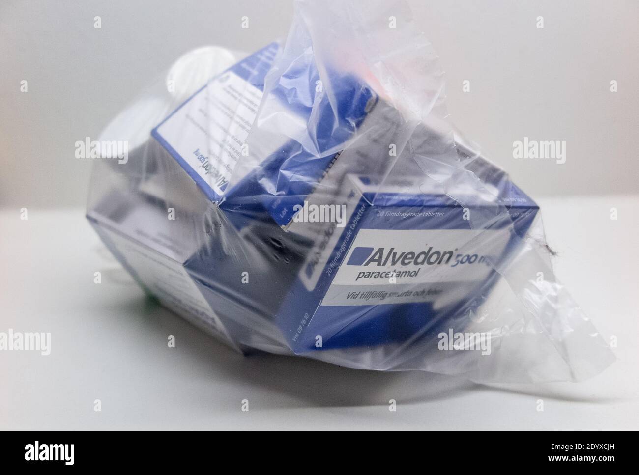 Bag of expired drugs Stock Photo