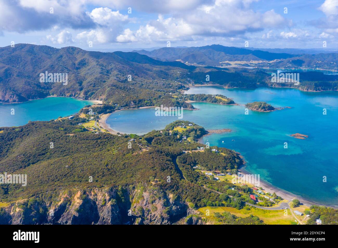 Aerial view of Kaimarama bay at bay of islands at New Zealand Stock Photo