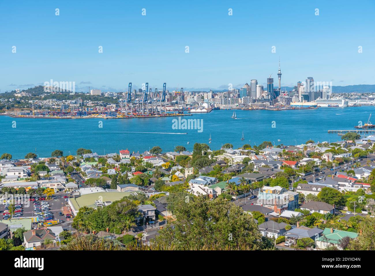 Aerial view of Auckland from Mount Victoria, New Zealand Stock Photo