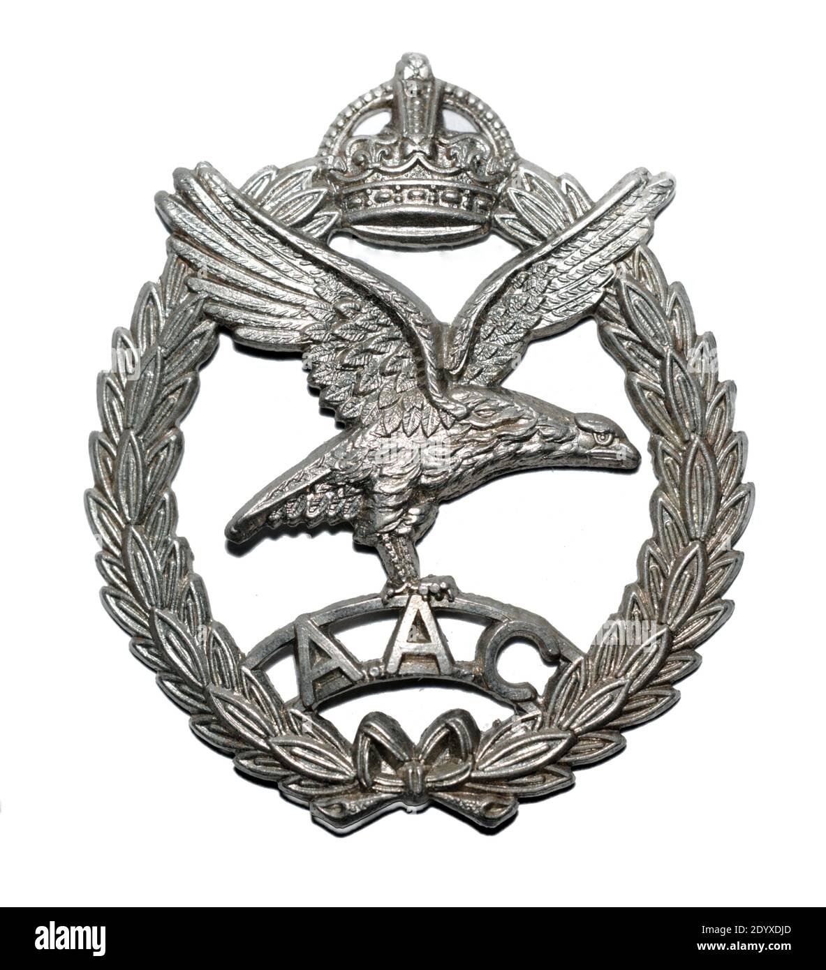 A cap badge of the Army Air Corps c. 1942-1949. Stock Photo