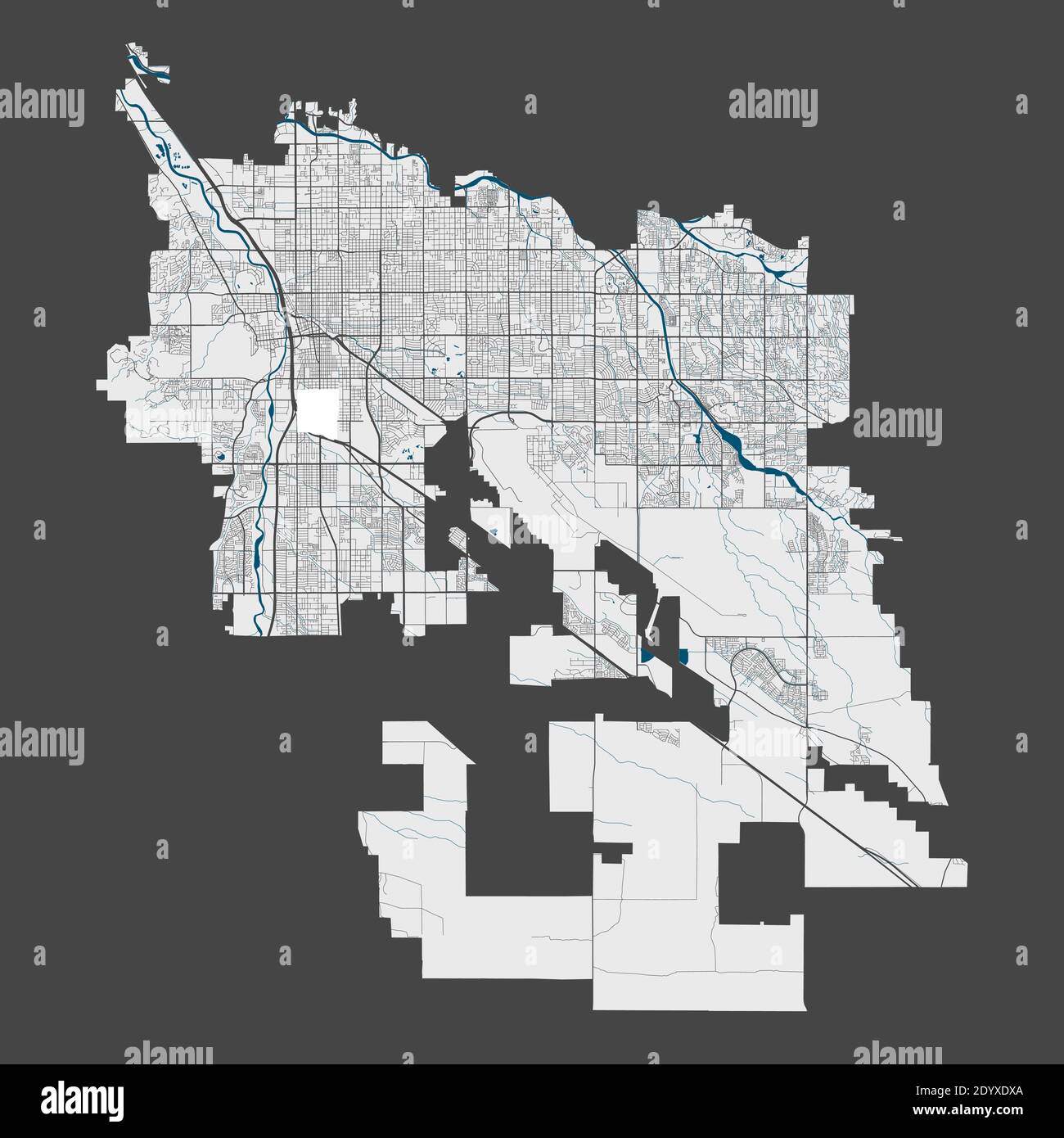 Tucson map. Detailed map of Tucson city Arizona administrative area. Cityscape panorama. Royalty