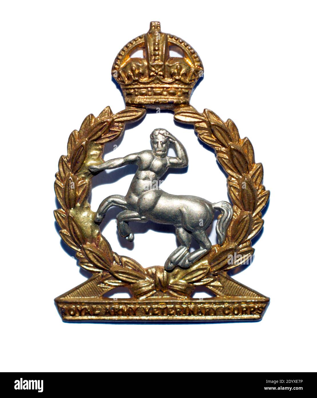 A cap badge of the Royal Army Veterinary Corps c. 1918-1952. Stock Photo