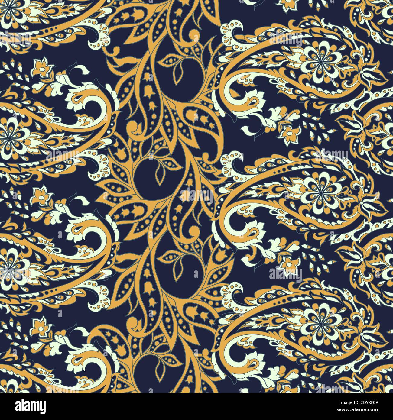 Seamless pattern with paisley ornament. Vector illustration Stock ...