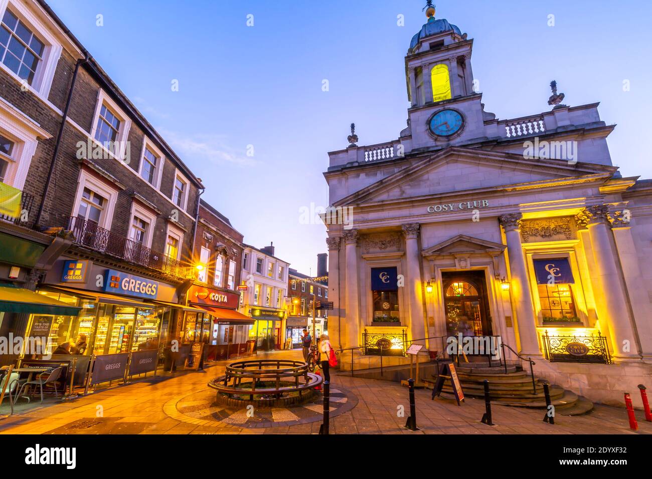 View of shops on London Street at Christmas, Norwich, Norfolk, East Anglia, England, United Kingdom, Europe Stock Photo