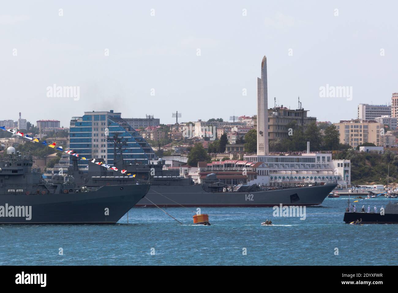 Sevastopol, Crimea, Russia - July 26, 2020: Large landing ship Novocherkassk at the parade in honor of the Navy Day in the hero city of Sevastopol, Cr Stock Photo