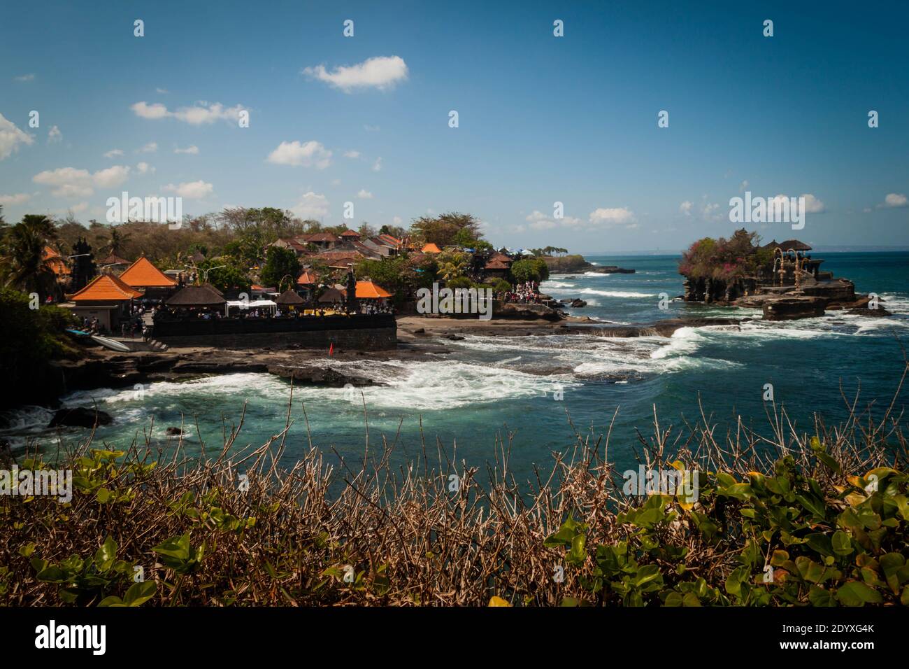 Tanah Lot Temple seen from distance on a viewpoint Stock Photo