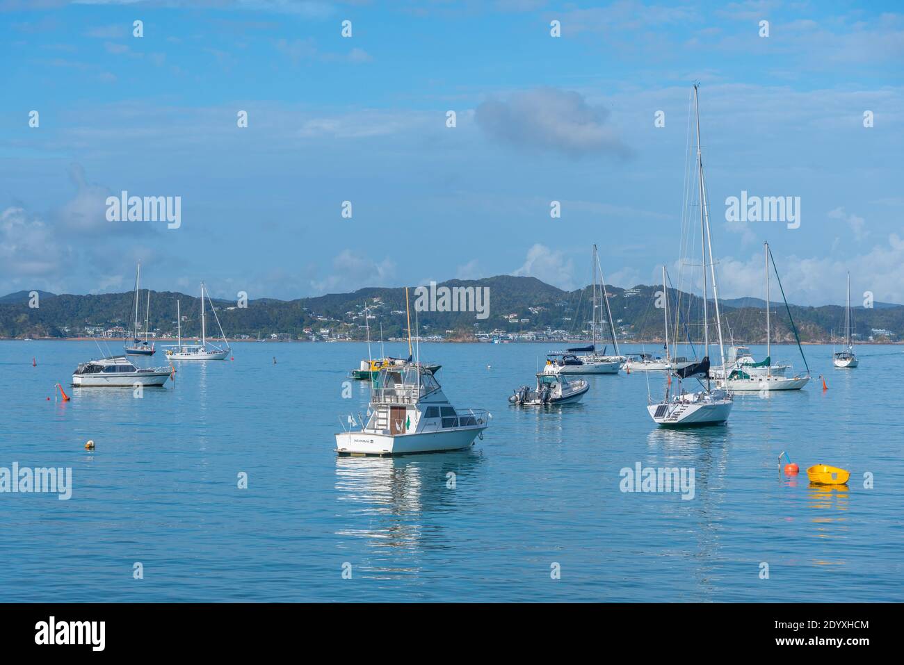 Boats mooring at Russell, New Zealand Stock Photo Alamy