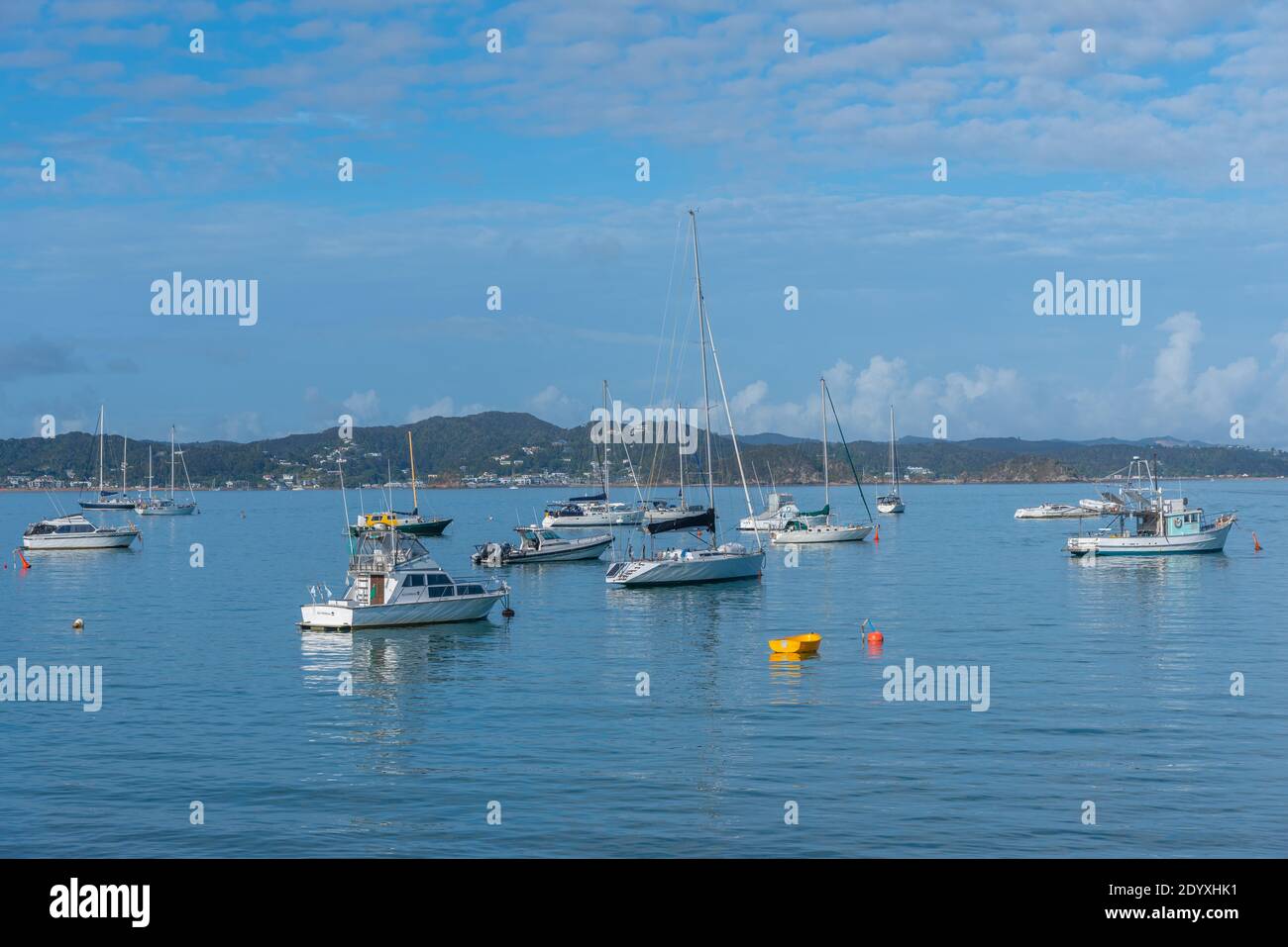 Boats mooring at Russell, New Zealand Stock Photo Alamy