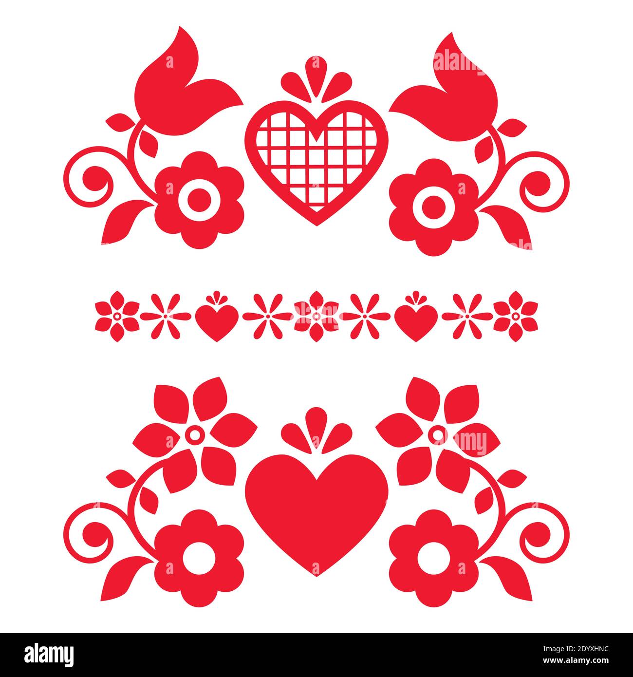 Folk art vector design elements with flowers perfect for greeting card ...