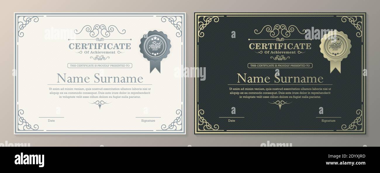 certificate of achievement template Stock Vector