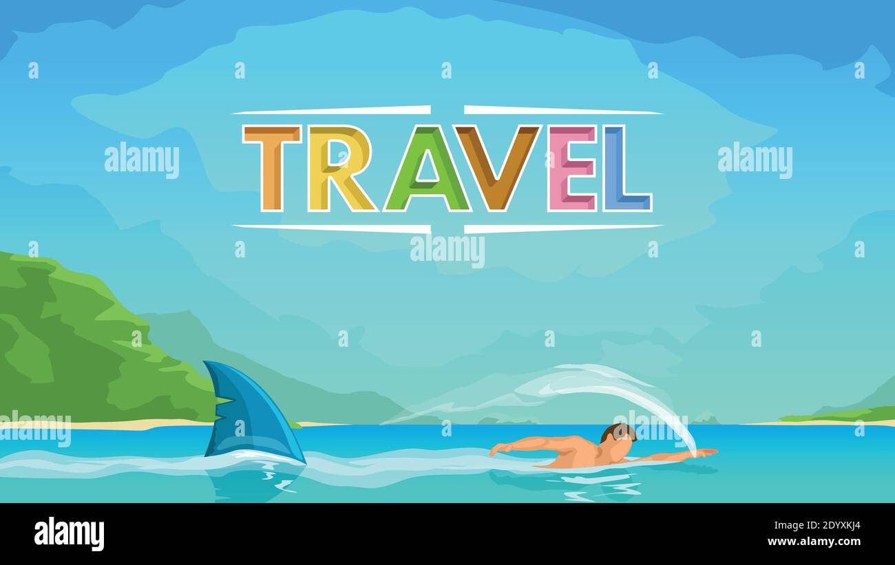 travel to tropic island cant be dangerous Stock Vector