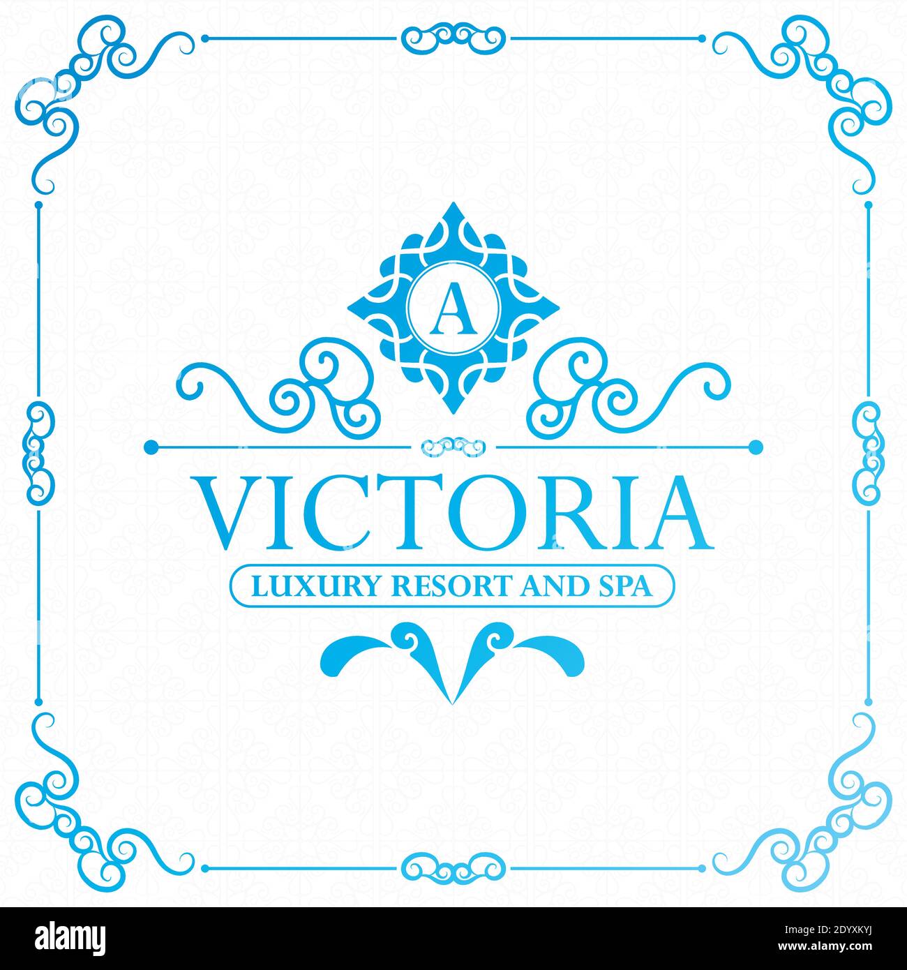Modern hotel label template. Trendy vintage royal ornament frames illustration. Stock Vector