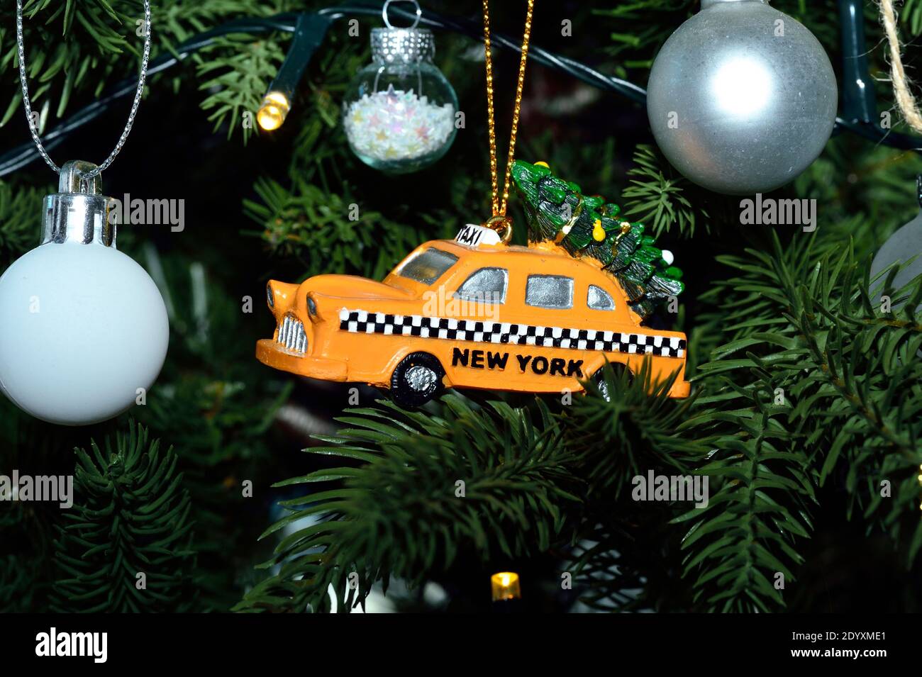 New York Taxi Christmas tree decoration Stock Photo