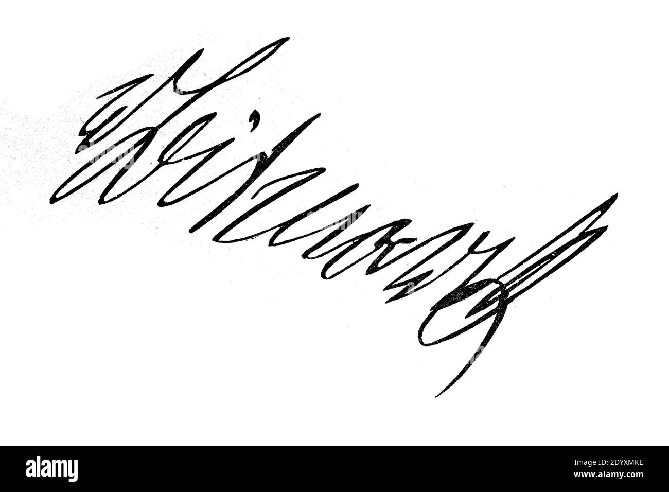 Signature, handwriting of von Bismarck  /  Unterschrift, Handschrift von Fürst von Bismarck, Historisch, historical, digital improved reproduction of an original from the 19th century / digitale Reproduktion einer Originalvorlage aus dem 19. Jahrhundert, Stock Photo