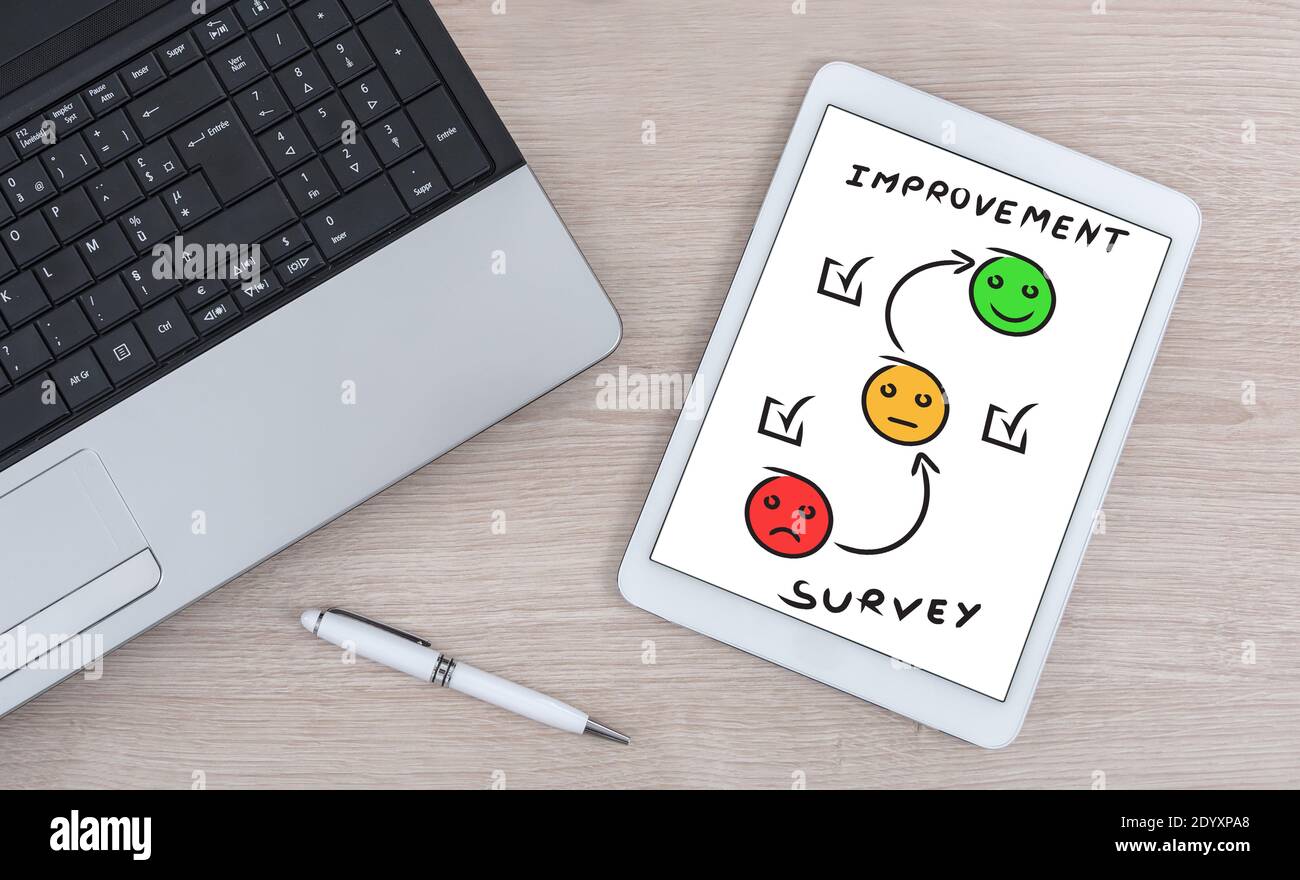 Survey concept shown on a digital tablet Stock Photo