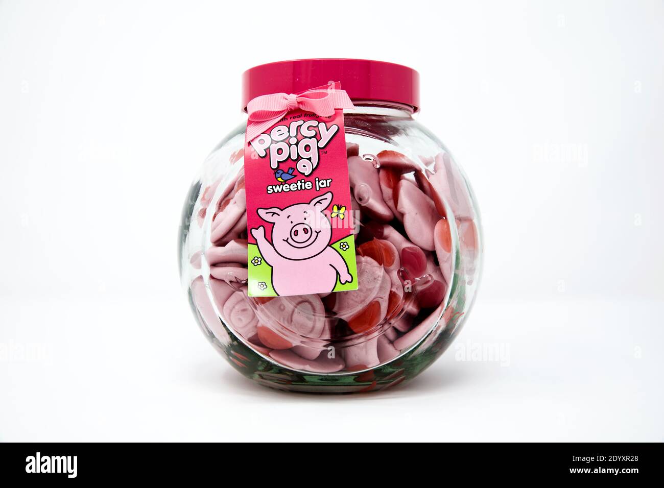 Percy Pig Glass Sweetie Jar Stock Photo