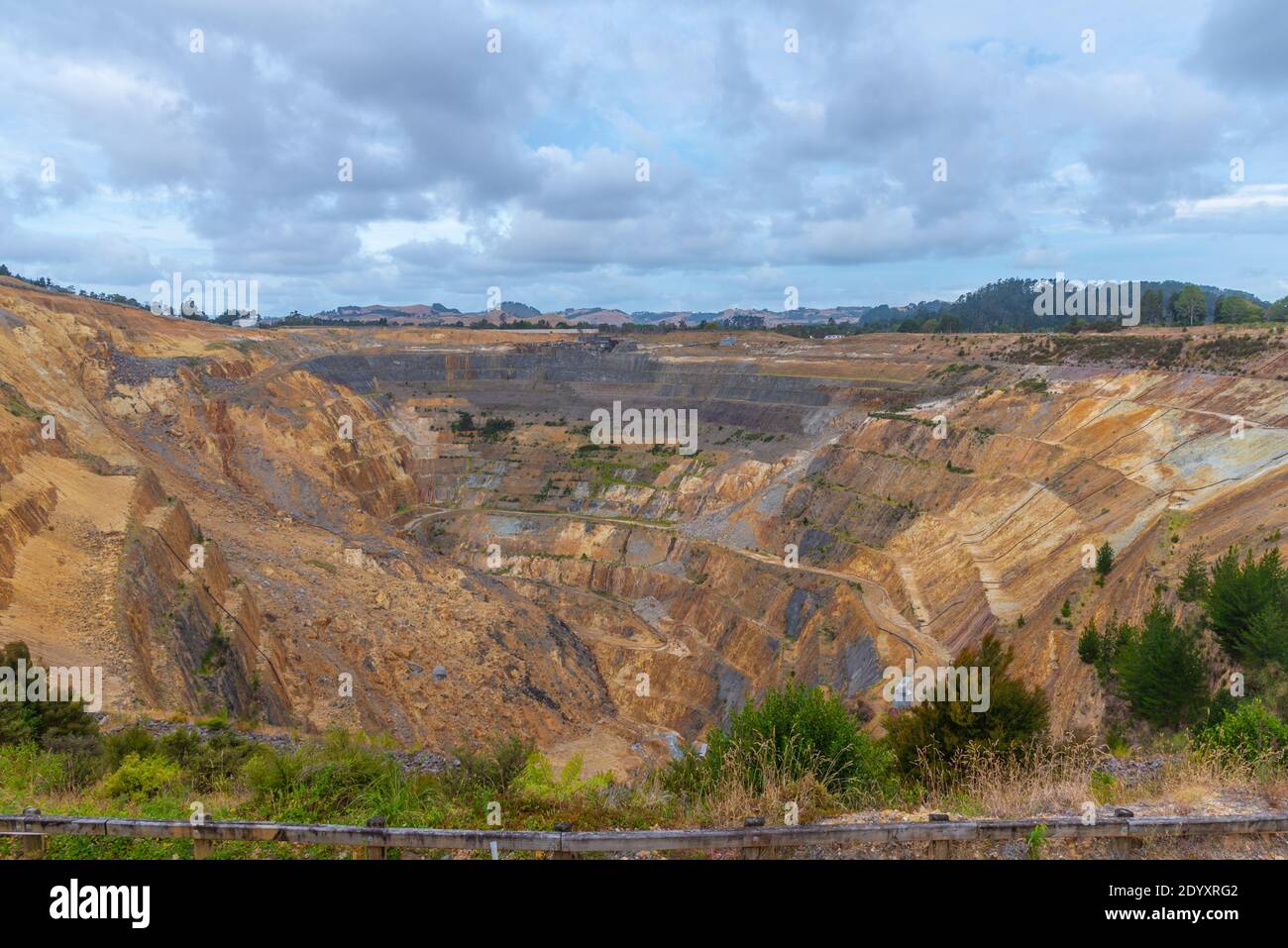 Aerial view of Martha mine at Waihi, New Zealand Stock Photo