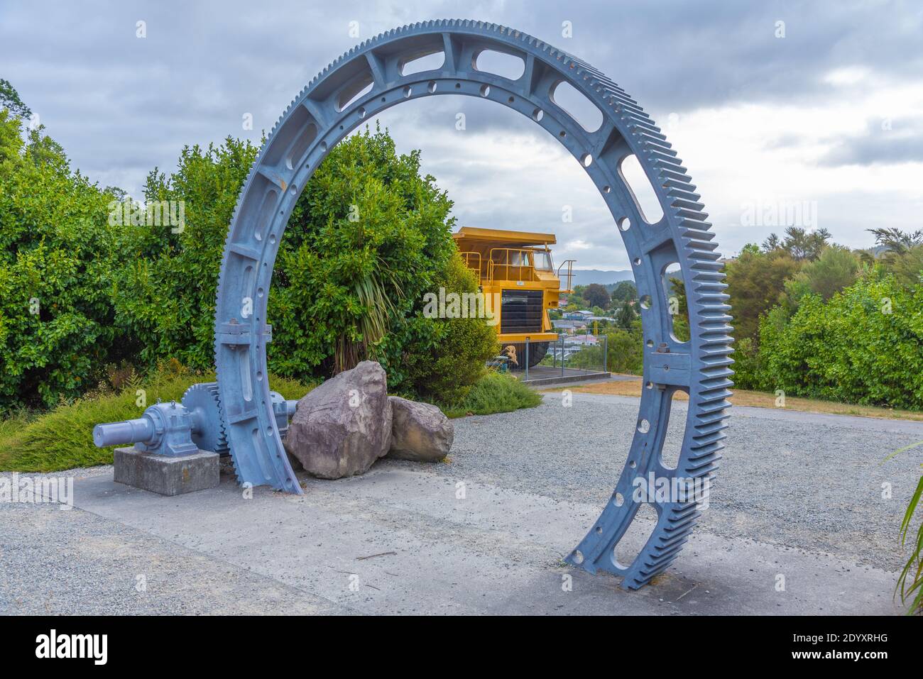 Mining equipment displayed at Martha gold mine at Waihi, New Zealand Stock Photo