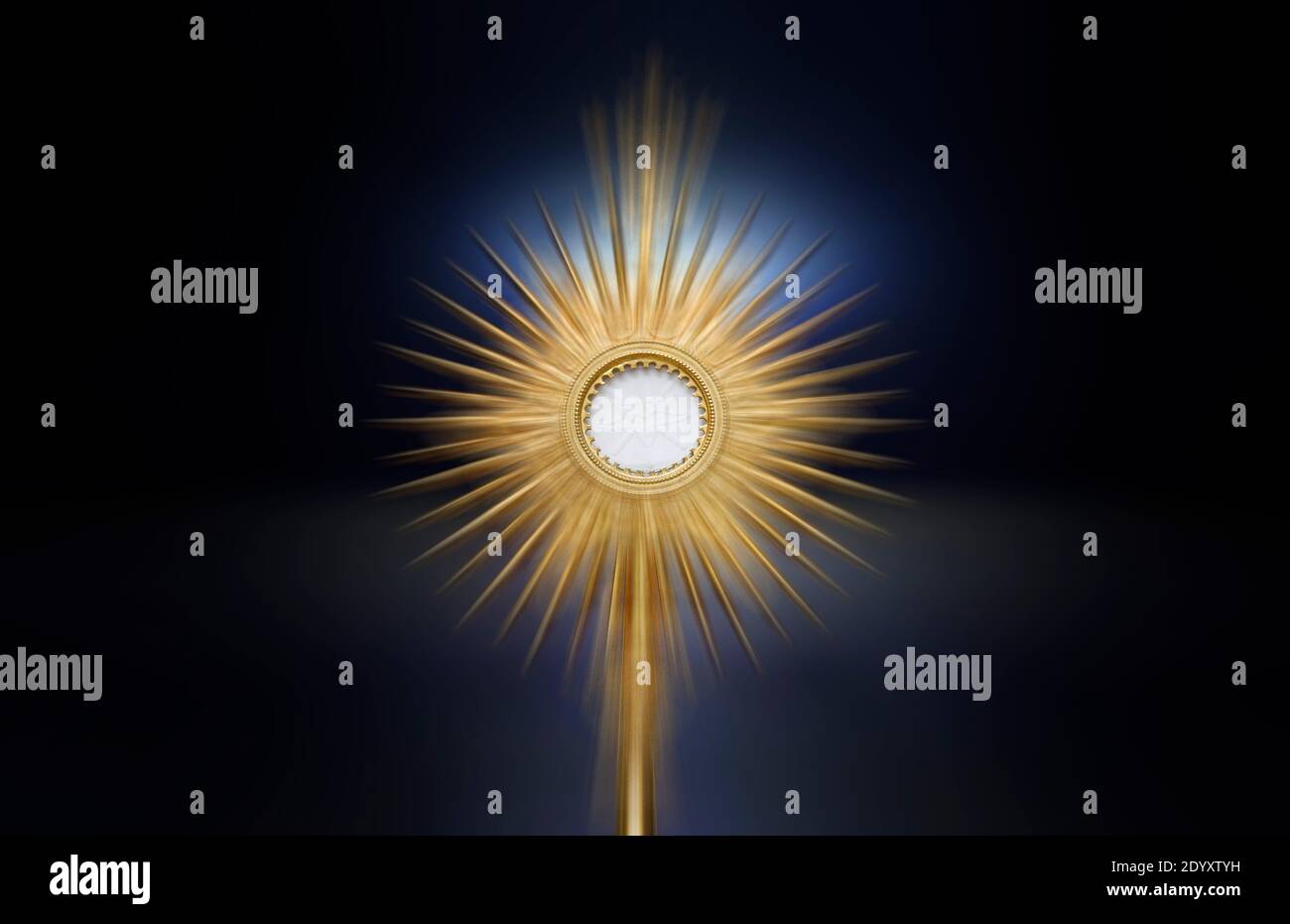 Ostensory for worship at a Catholic church ceremony - Adoration to the Blessed Sacrament - Catholic Church - Eucharistic Holy Hour Stock Photo