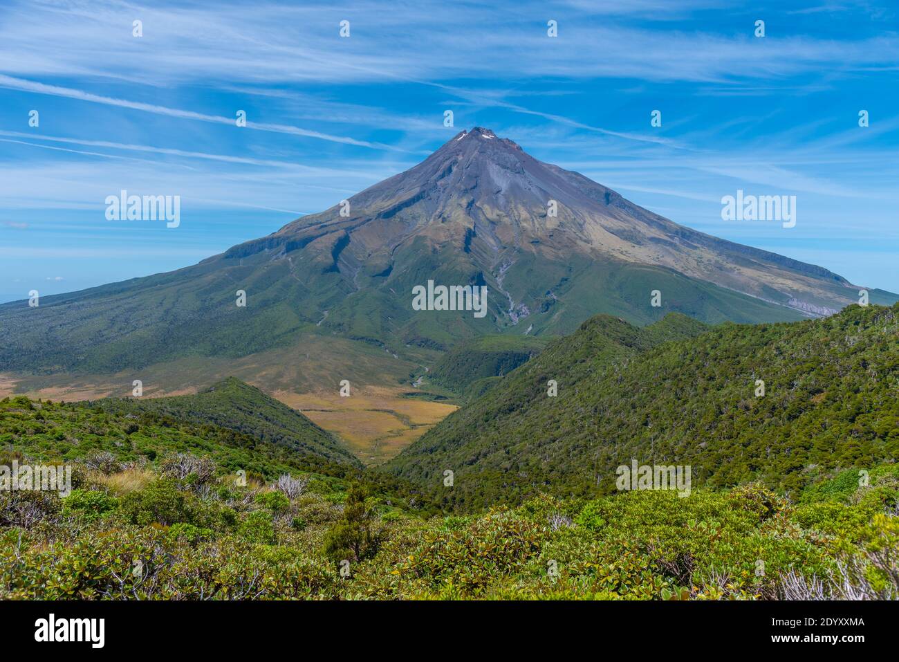 Mt. Taranaki viewed during a sunny day at New Zealand Stock Photo