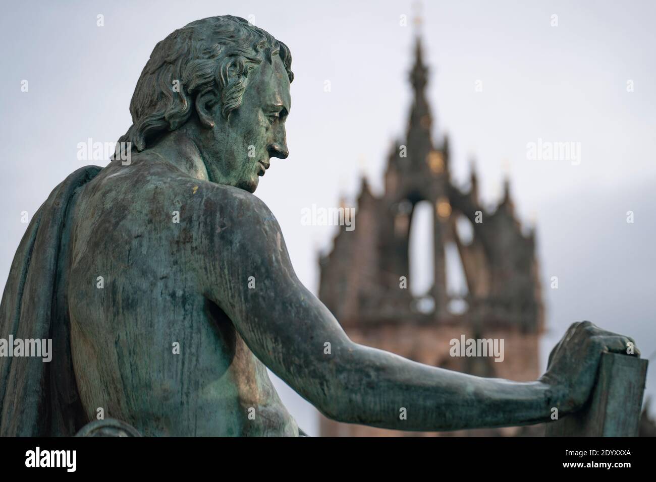 Detail of statue of David Hume at St Giles Cathedral on Royal Mile in Edinburgh, Scotland, UK Stock Photo