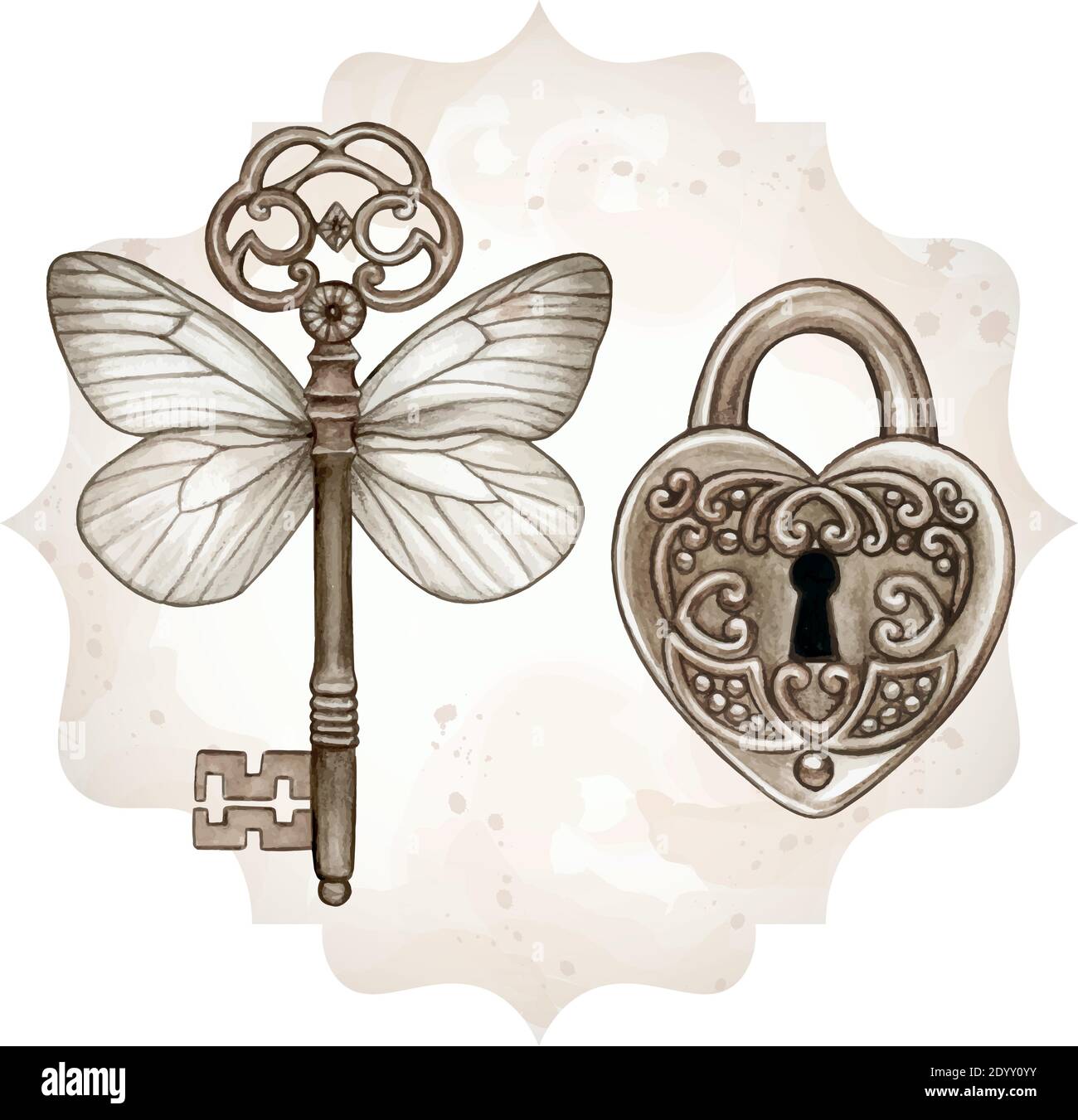 Antique lock and key sketch Stock Vector Image & Art - Alamy