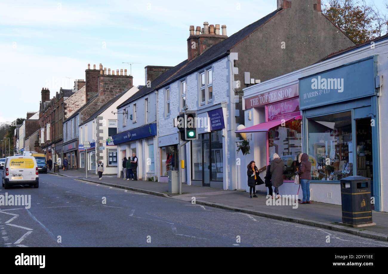 shopping in King St, Castle Douglas,Dumfries and Galloway, Scotland, UK