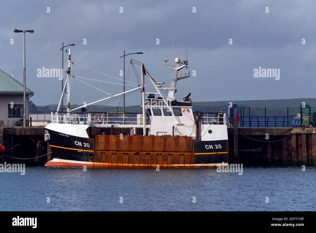 automated scallop trawler Crystal Dawn CN20 in Stranraer Harbour,Dumfries and Galloway, Scotland, UK,GB Stock Photo