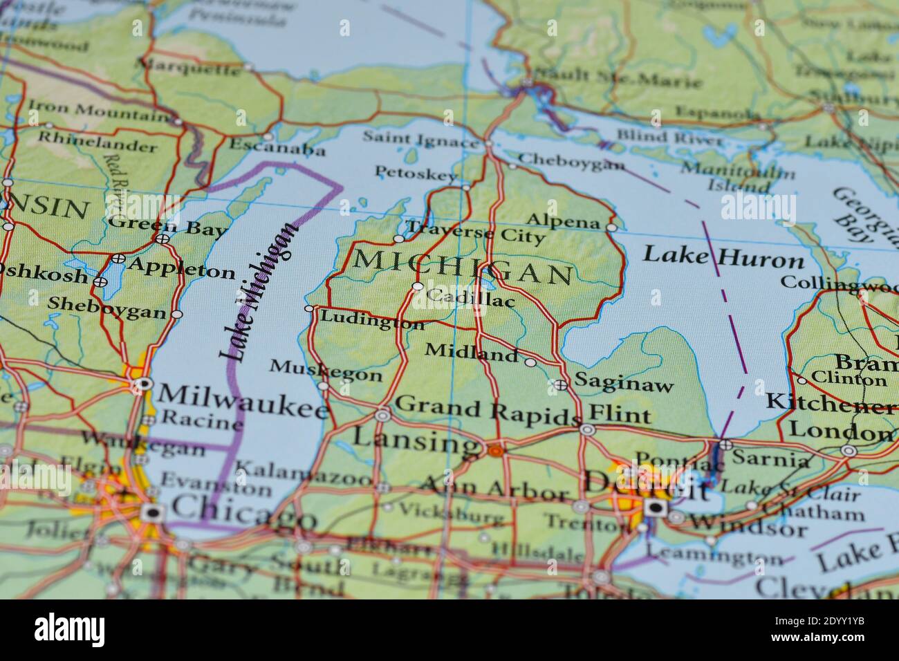 Michigan On The Map Michigan Map High Resolution Stock Photography And Images - Alamy