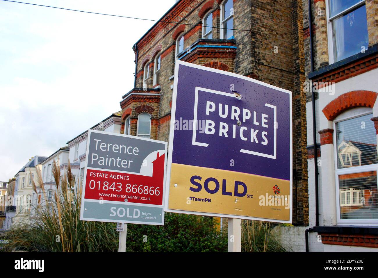 private properties for sale notice boards in broadstairs town east kent uk december 2020 Stock Photo