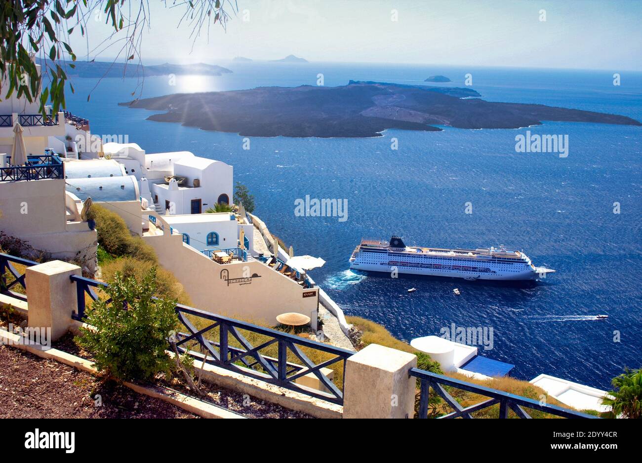 Santorini View over the Caldera Aegean Sea Cyclades Greece Europe Stock Photo