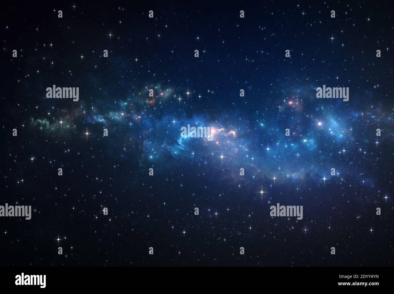 Galaxy, nebula and stars constellations in Universe. Deep space background. Stock Photo