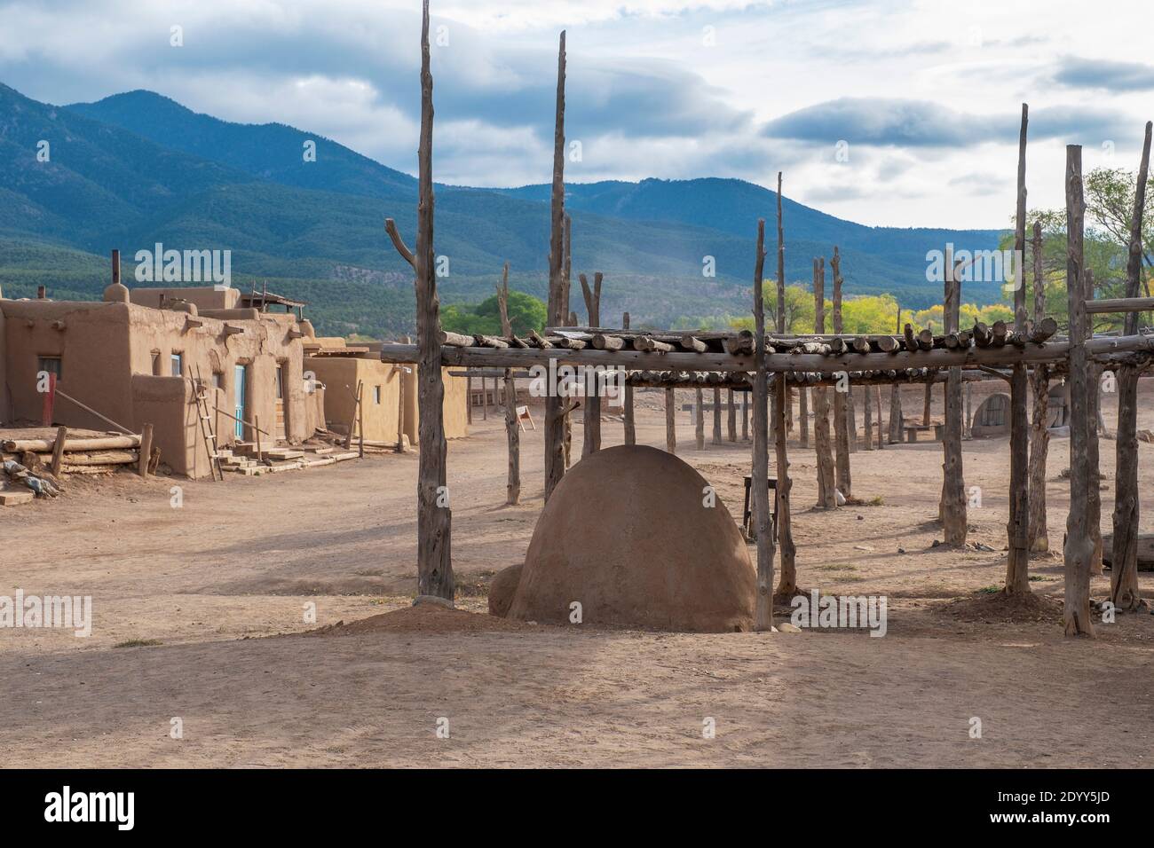 An adobe outdoor oven in the historical Native American village of Taos
