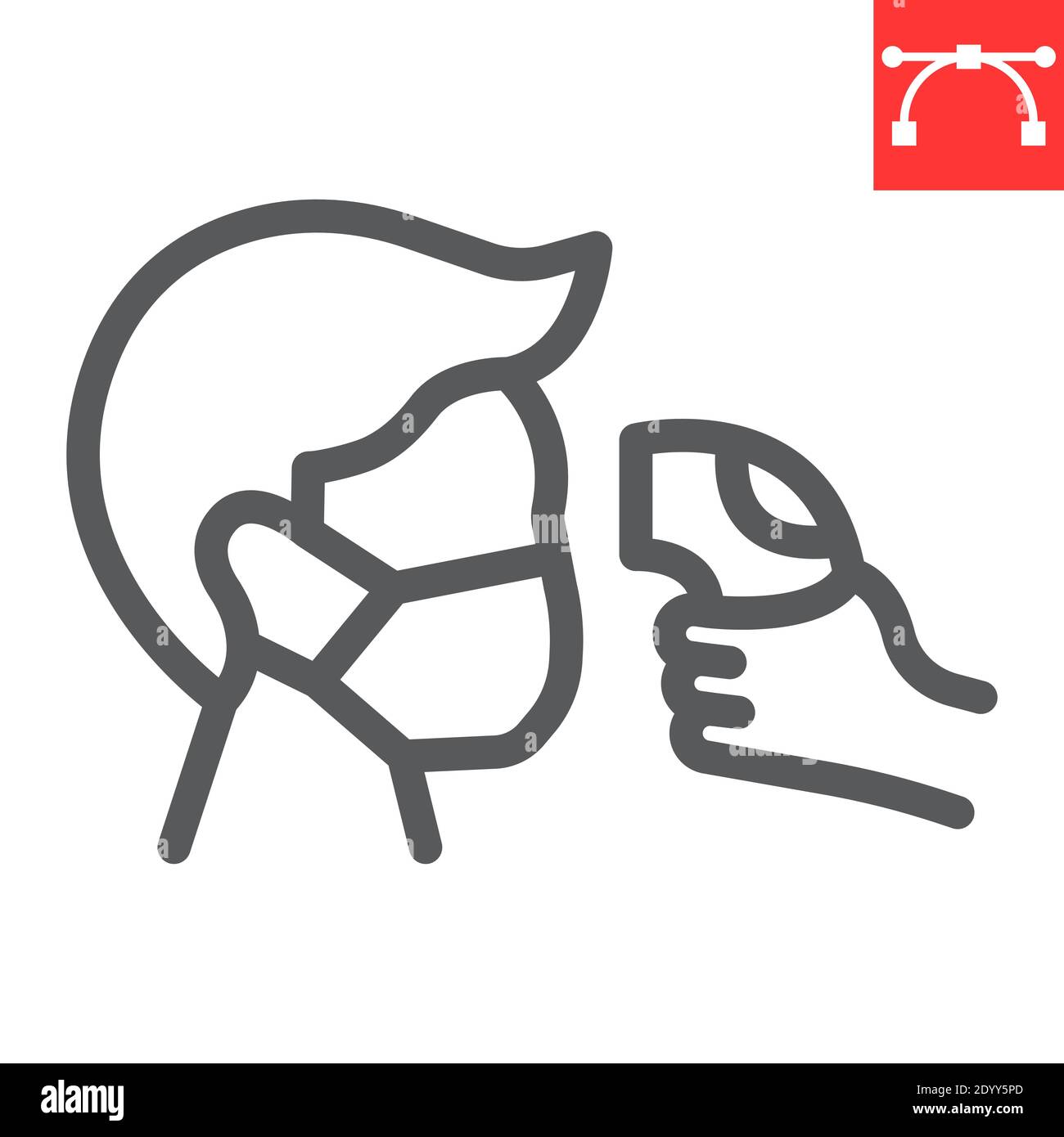 Check body temperature line icon, coronavirus and covid19, checking