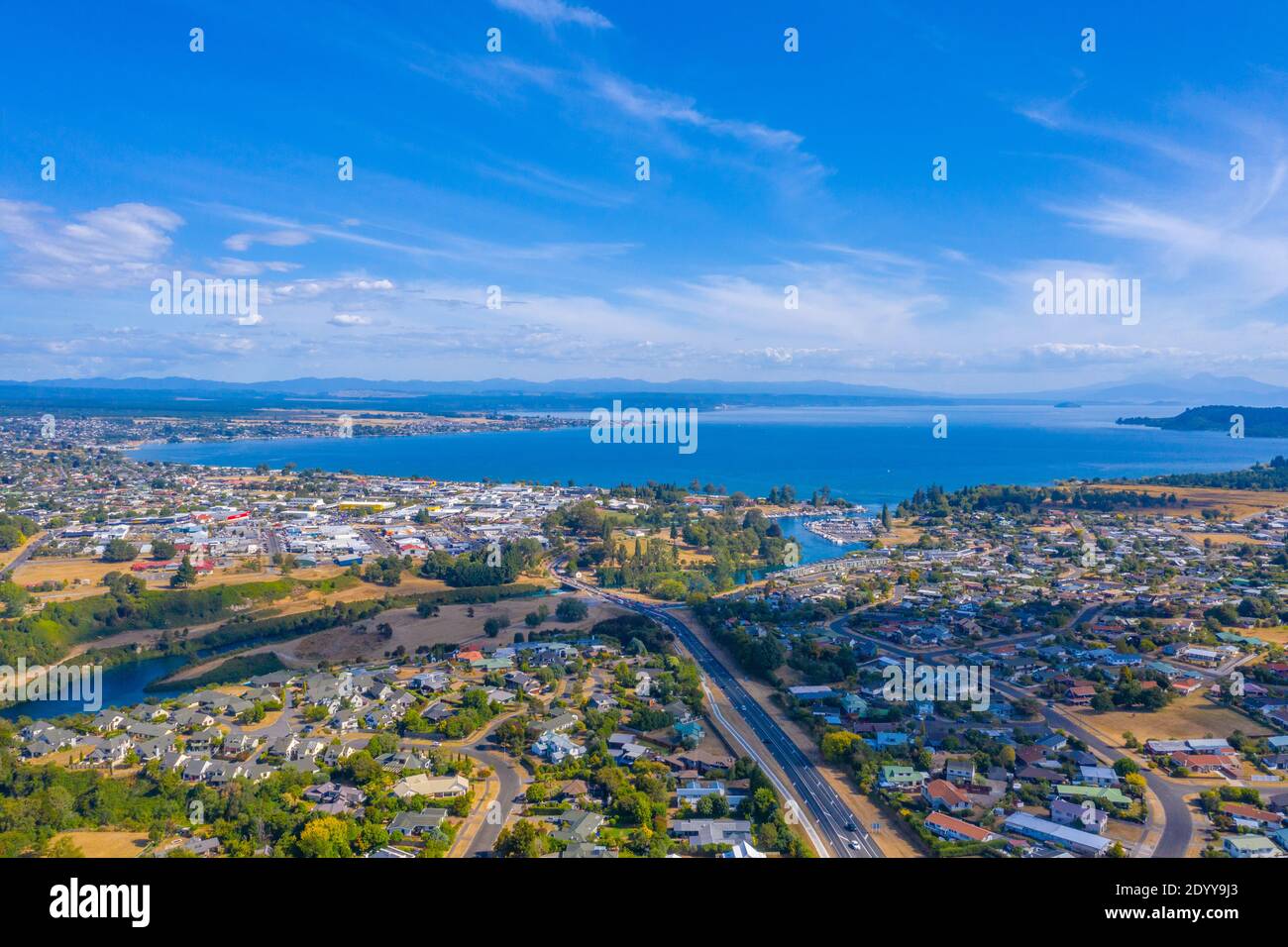 Aerial view of Taupo town in New Zealand Stock Photo
