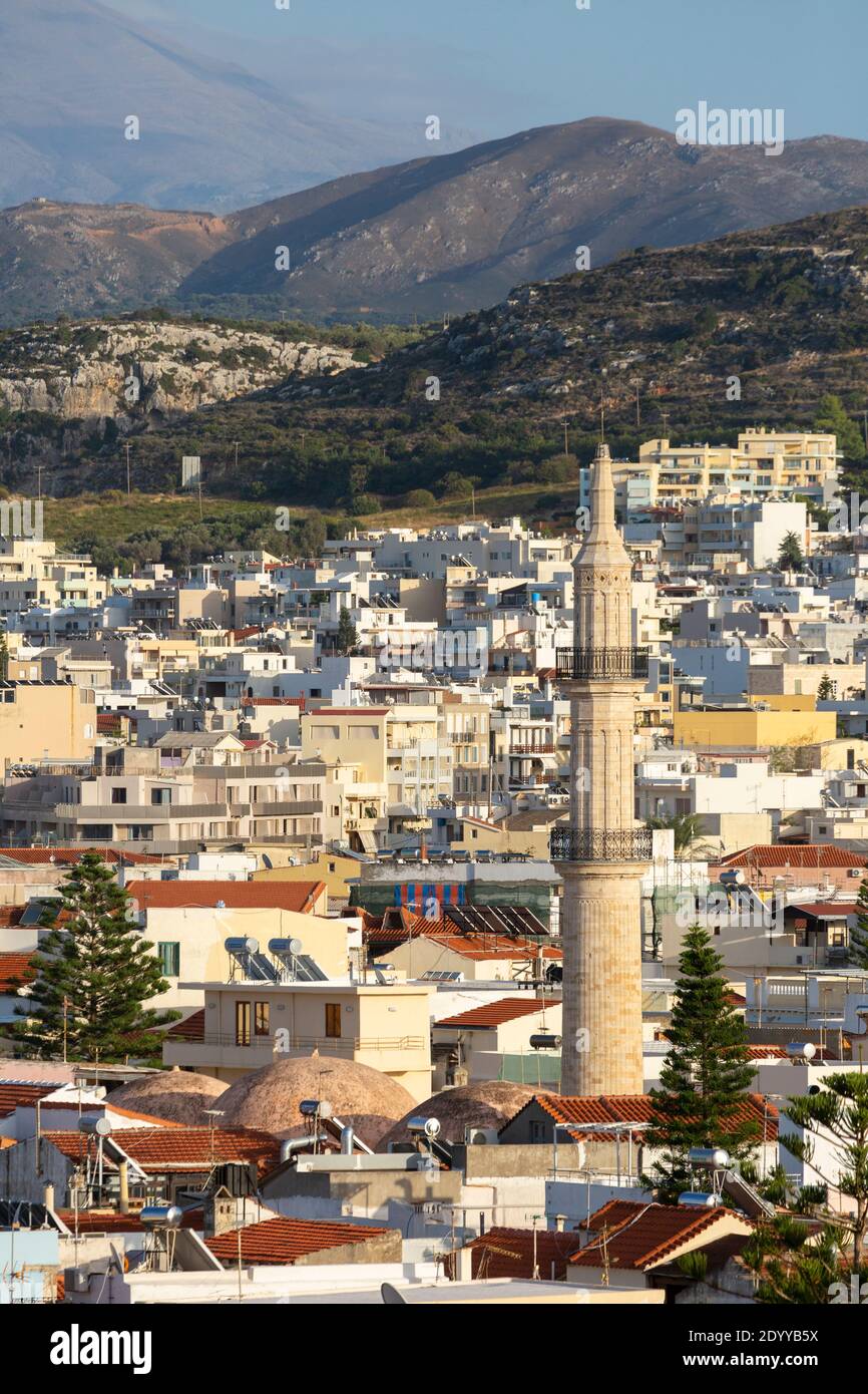 Crete Rethimno Cityscape view of Rethymno as seen from Fortezza castle showing the ...