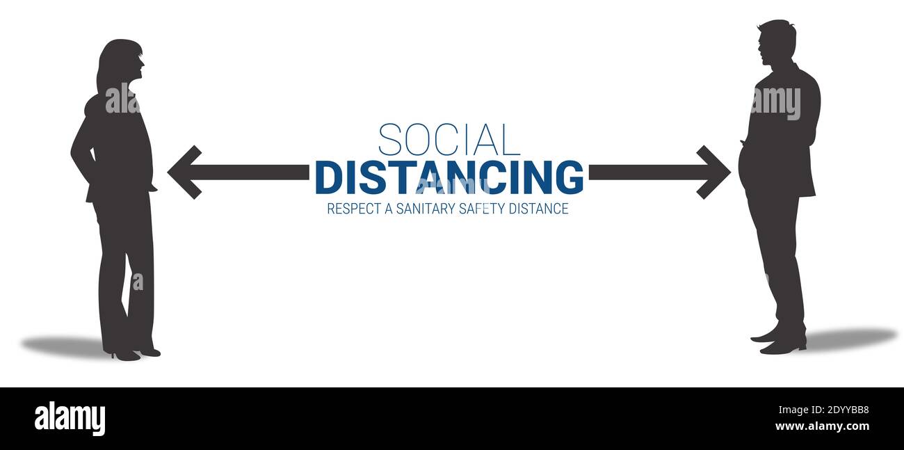 Social Distancing Covid-19 banner illustration concept Stock Photo