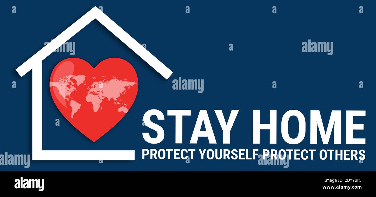 Covid-19, prevention message Stay Home illustration banner. Stay Home Stay Safe Stock Photo