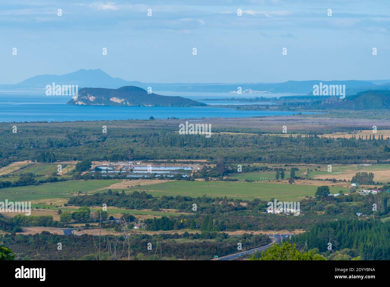 Aerial view of lake Taupo in New Zealand Stock Photo