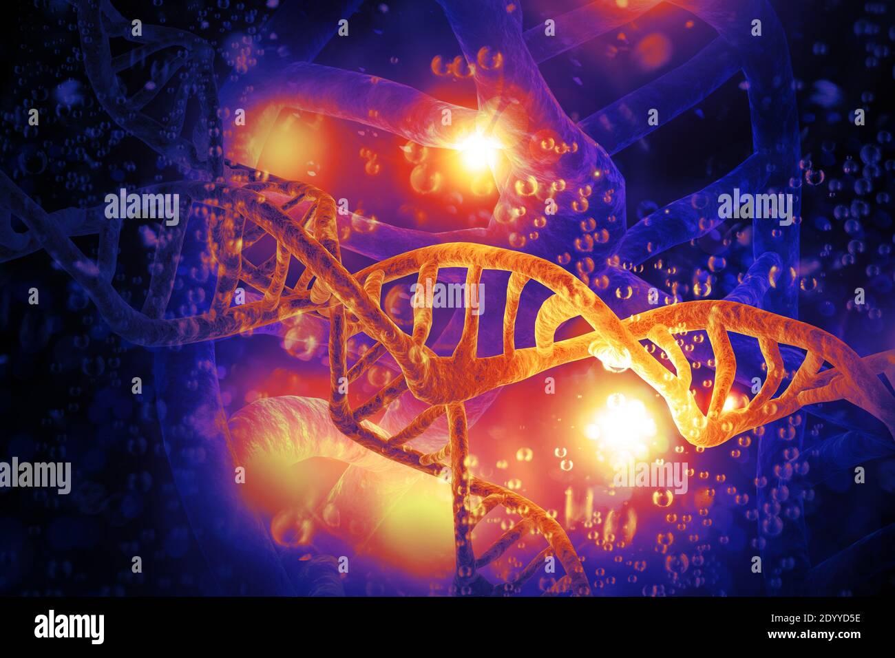Abstract DNA strand double helix genetics 3D illustration Stock Photo ...