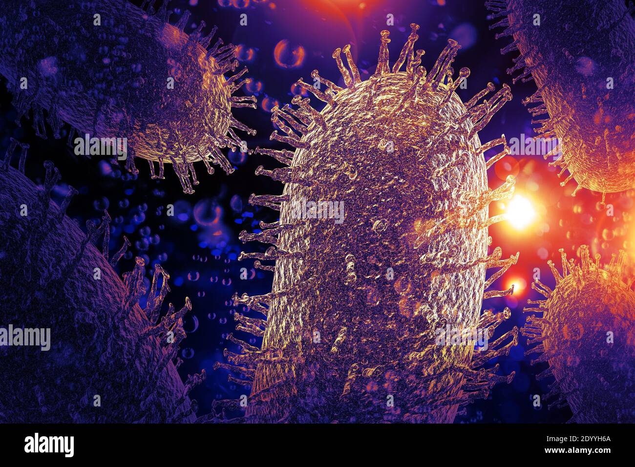 Rabies Virus Microscopic Cell Infection Extreme Closeup 3d Illustration