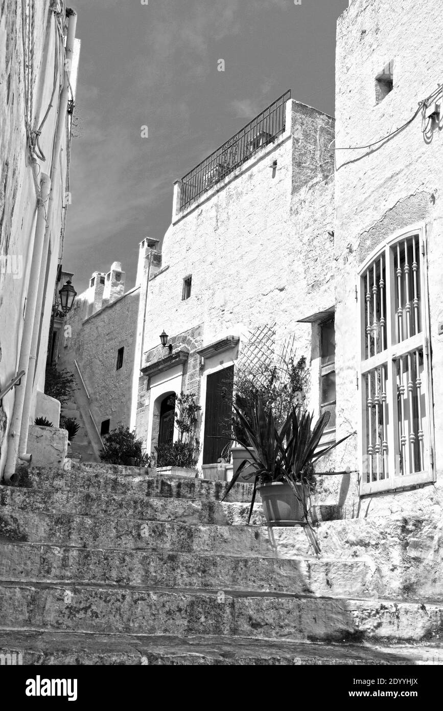 Typical white houses in the hillside village of Ostuni, Puglia, Italy