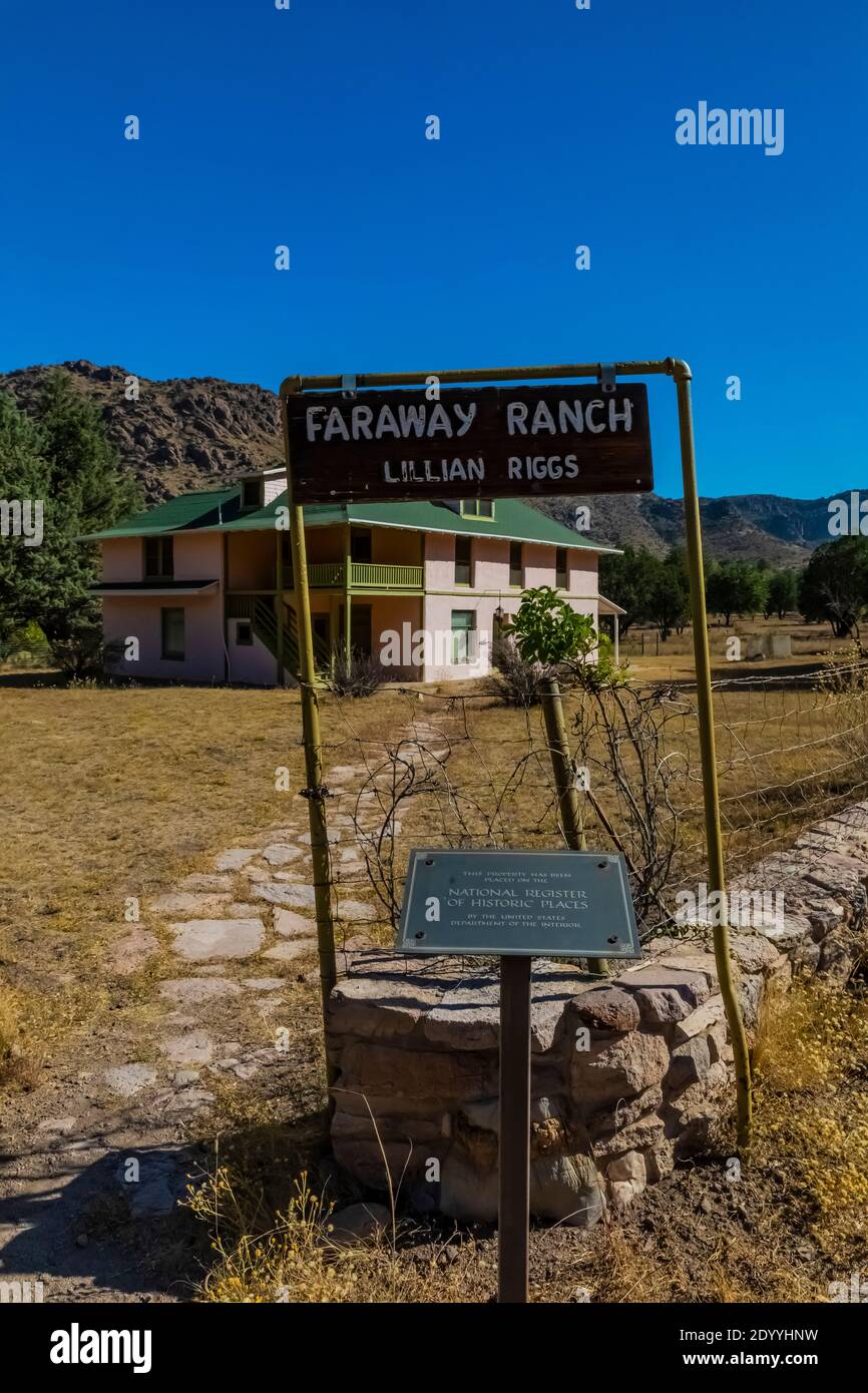 Faraway Ranch House, at one time a dude ranch, in Chiricahua National Monument, Arizona, USA Stock Photo